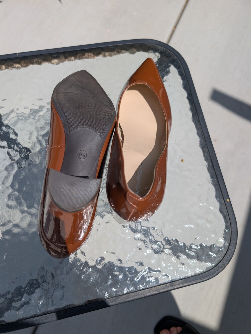 Women’s Patent Brown Pointed-Toe Pumps - Picture 3 of 5